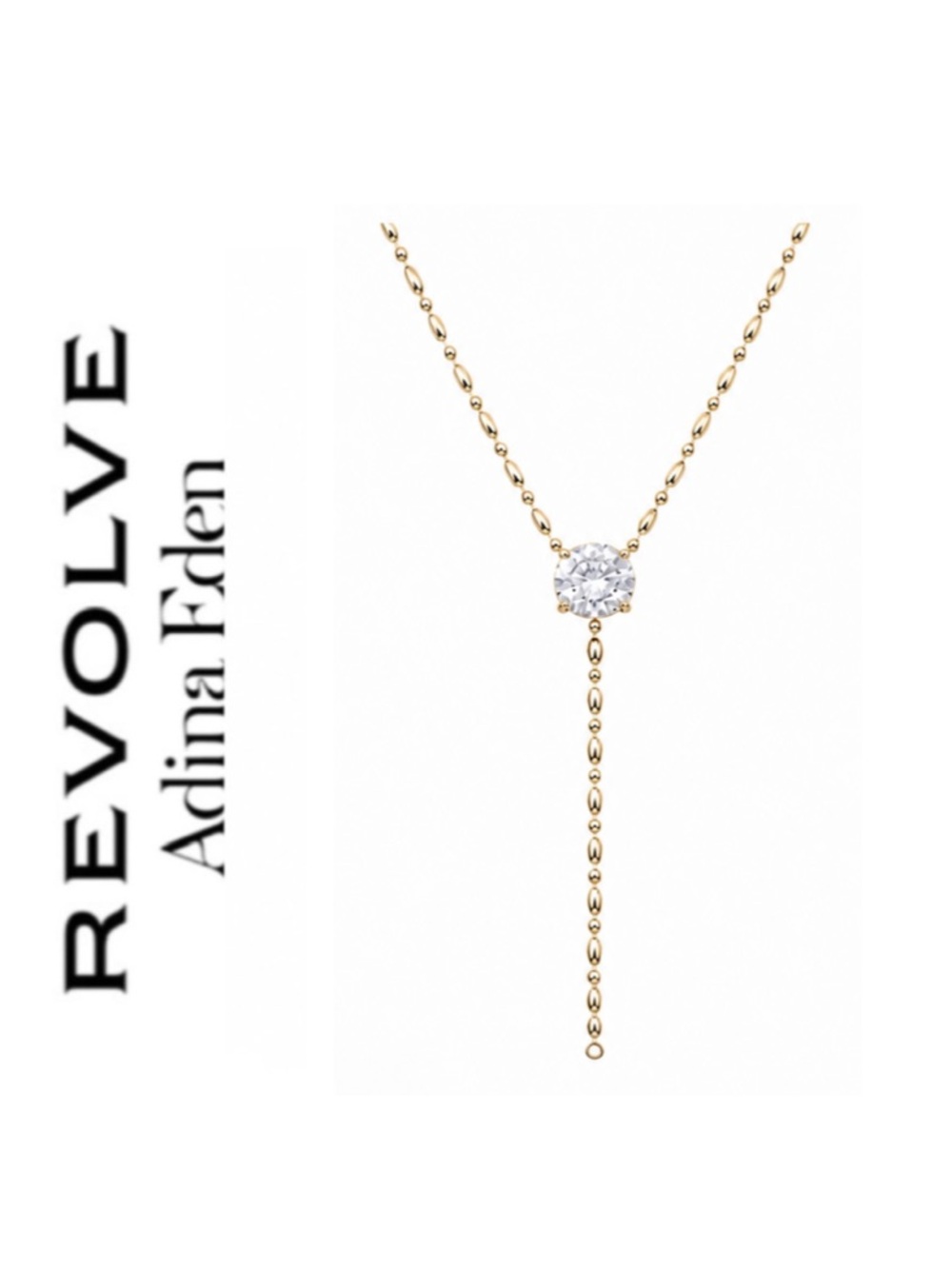 Revolve x Adina Eden CZ Prong Set Round Brilliant Cut Lariat Drop Necklace
